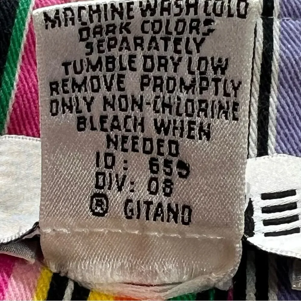 VINTAGE GITANO Multi Color Striped Cotton Bustier Top | S | 80s Retro Streetwear - Picture 11 of 13